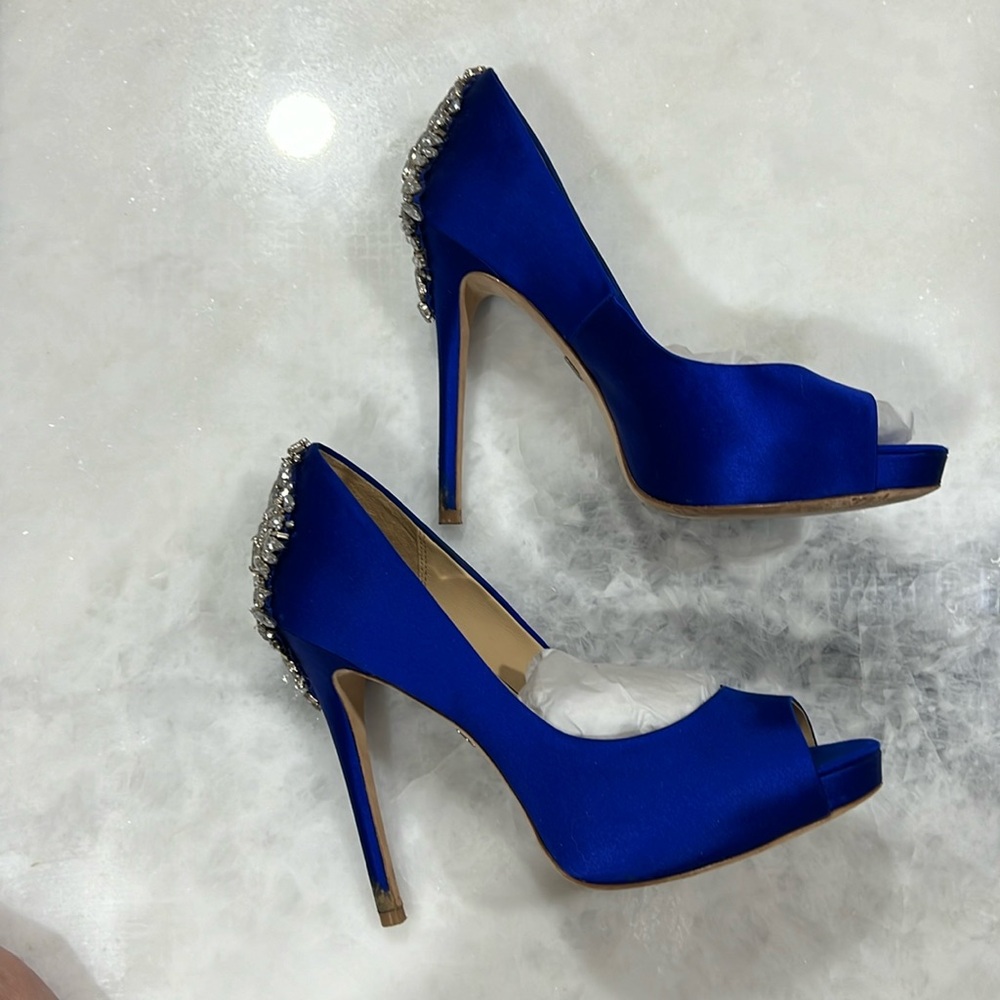 Badgley Mischka royal blue, rhinestone heels 8